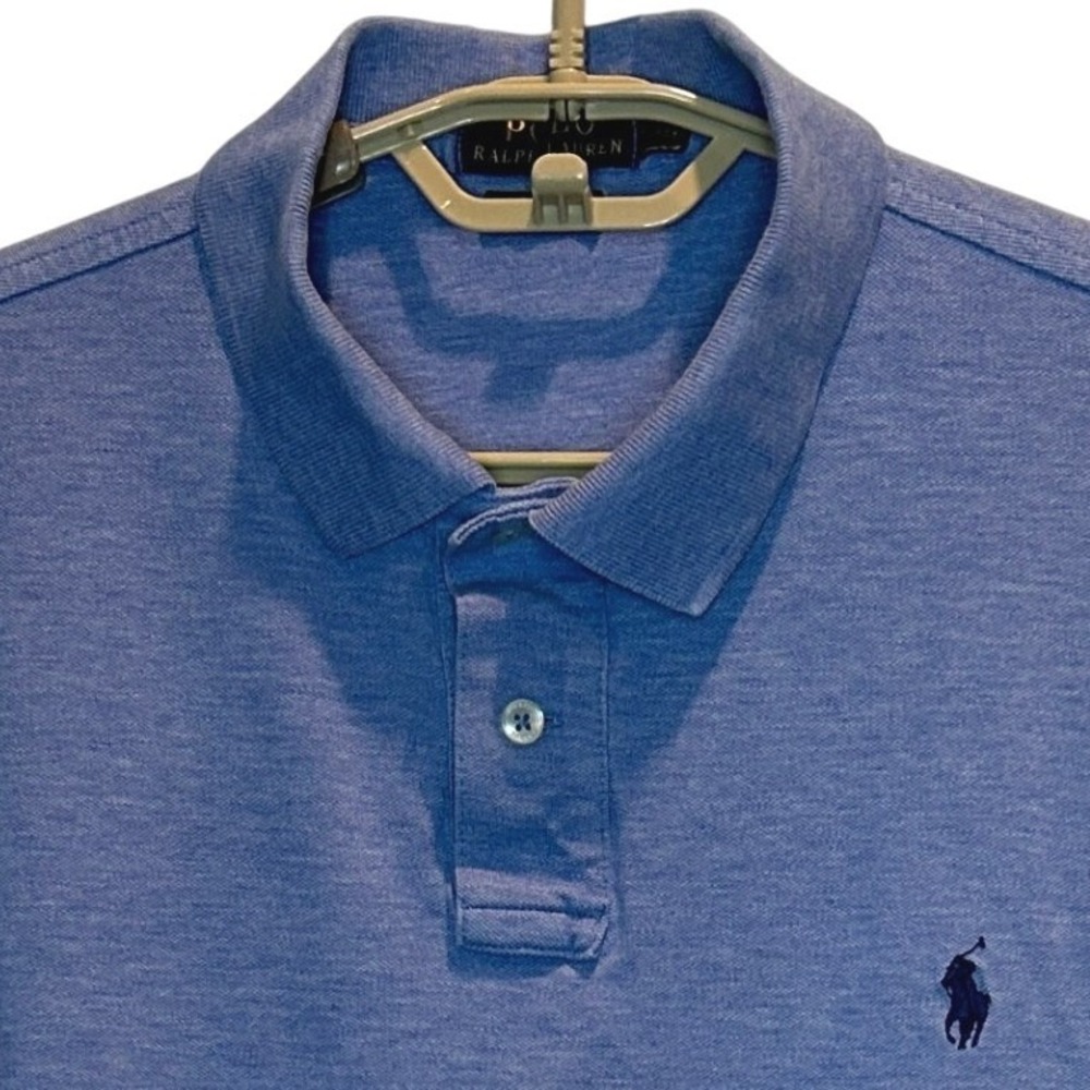 Polo Ralph Lauren Polo Shirt XL Mens Blue Custom Slim Fit Stretch Mesh Pony Logo